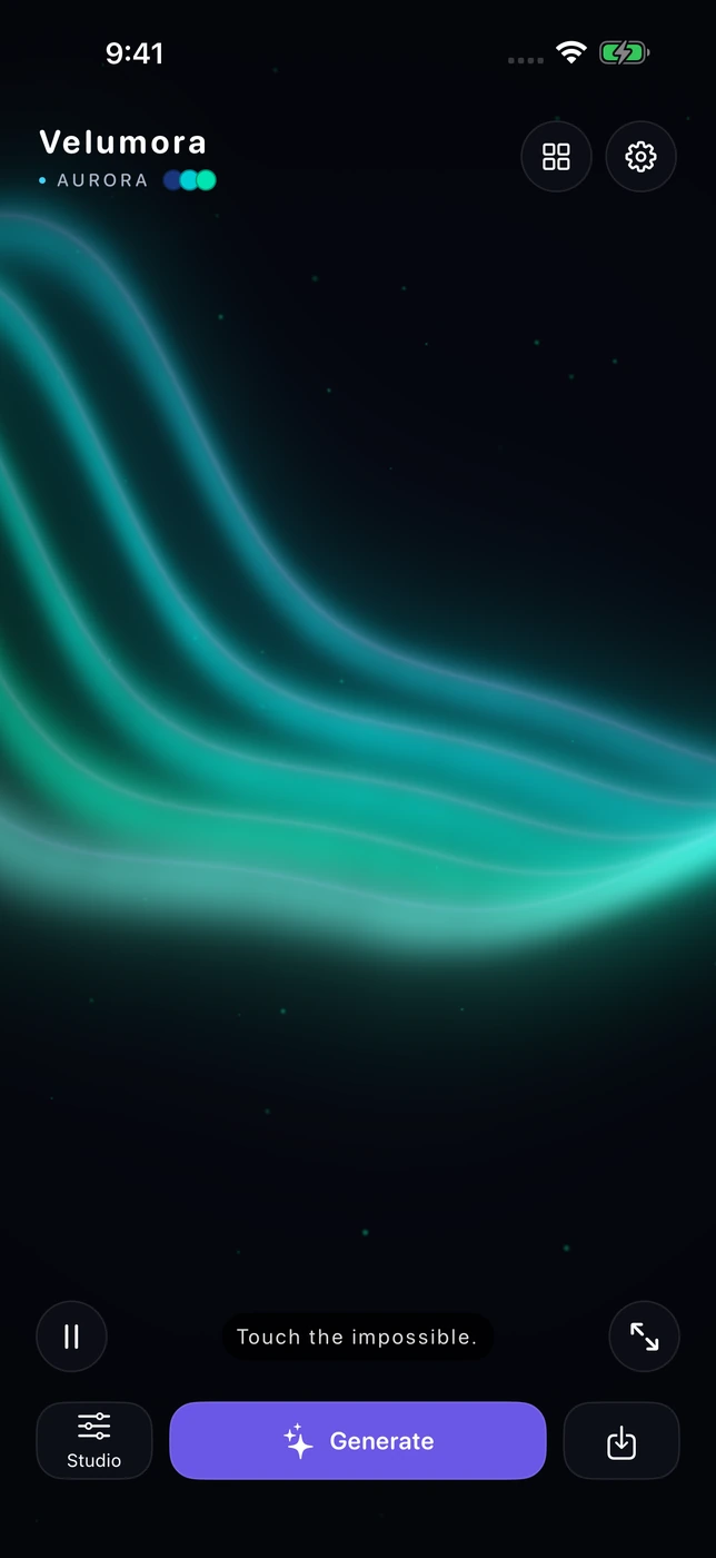 Actual Velumora Aurora screen